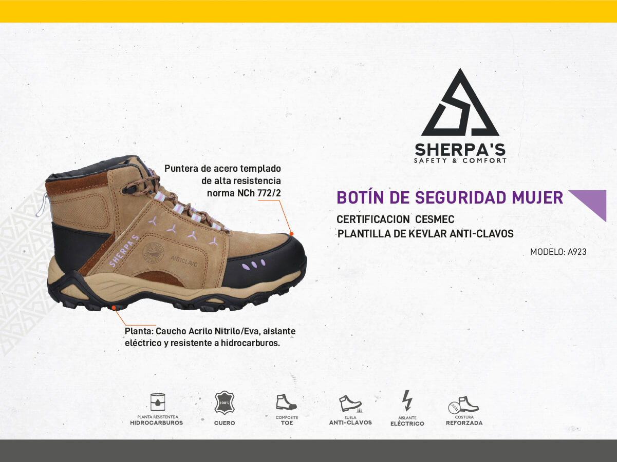 ZAPATO DE SEGURIDAD MUJER SHERPA'S - A923 - 2