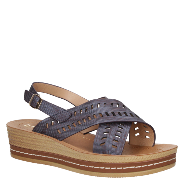 SANDALIAS MUJER DAKOTA CUERO AZUL CASUAL G658 - 1