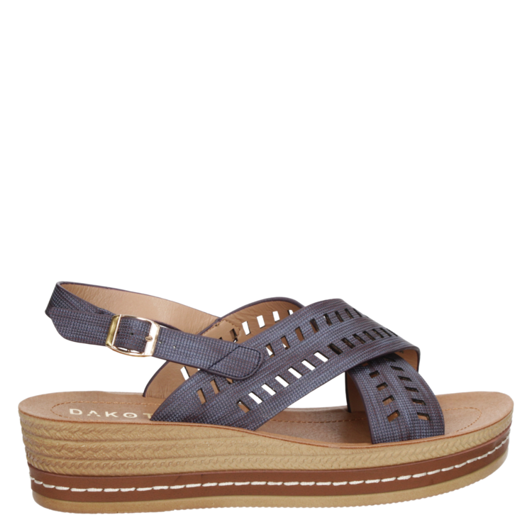 SANDALIAS MUJER DAKOTA CUERO AZUL CASUAL G658 - 2