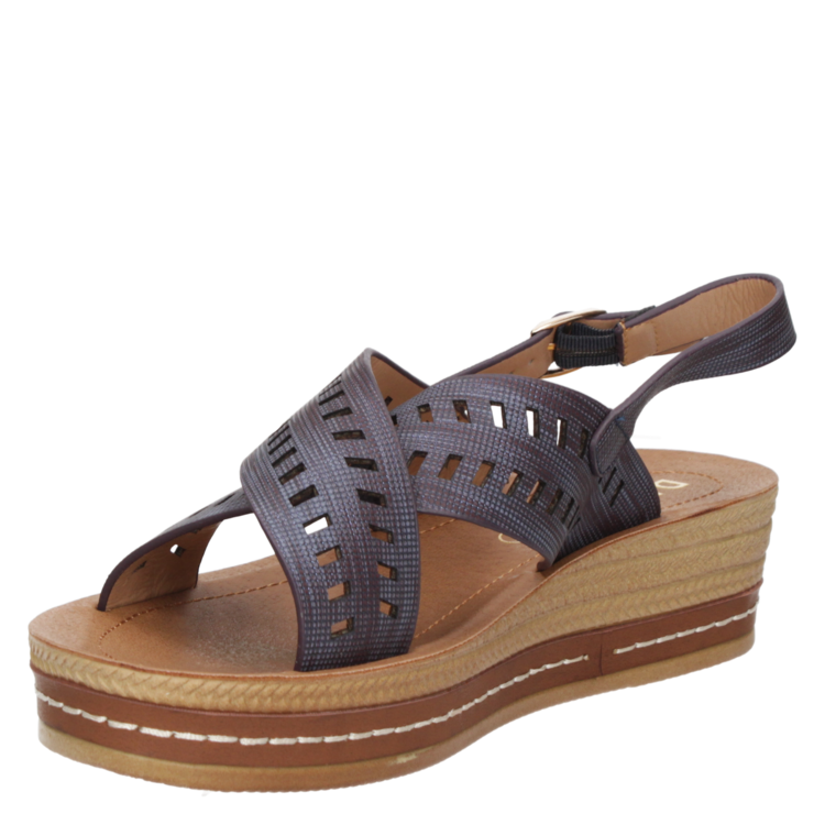 SANDALIAS MUJER DAKOTA CUERO AZUL CASUAL G658 - 4