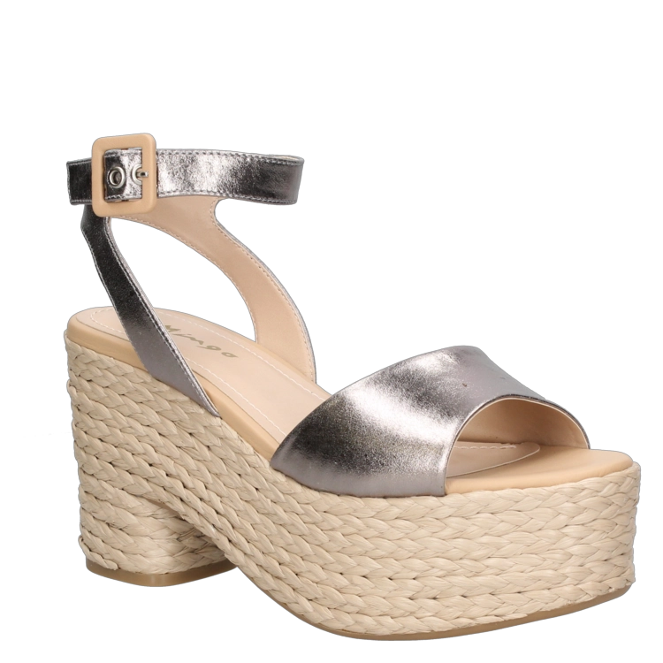 SANDALIAS MUJER MINGO CUERO PLATEADO CASUAL G516 - 1