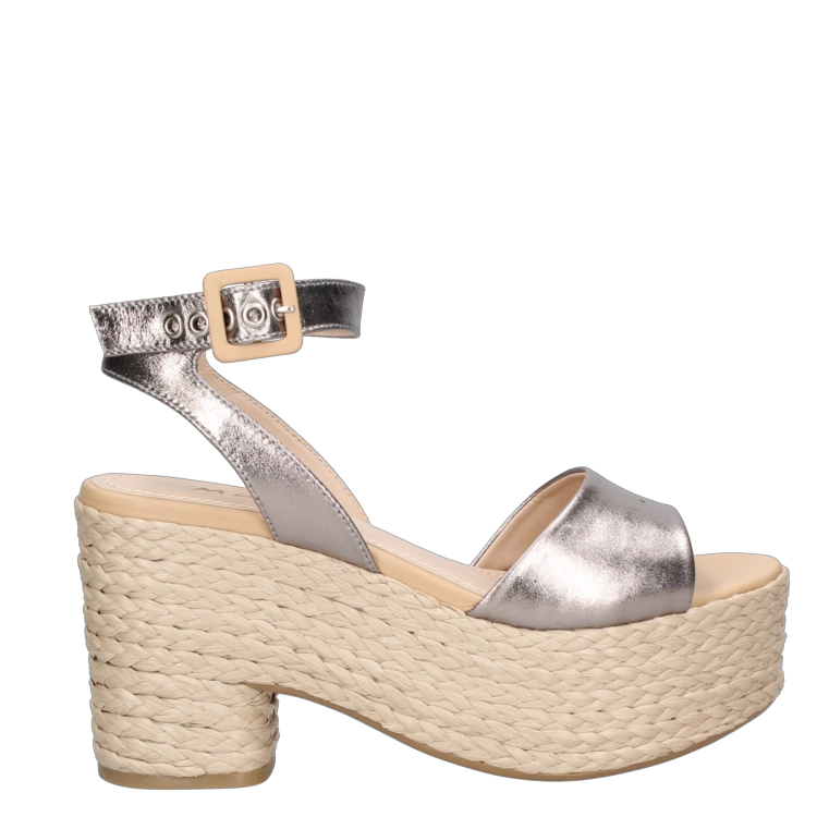 SANDALIAS MUJER MINGO CUERO PLATEADO CASUAL G516 - 2