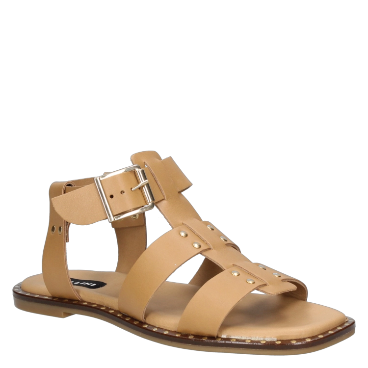 SANDALIAS MUJER POLLINI CUERO MARRÓN CASUAL G201 - 1