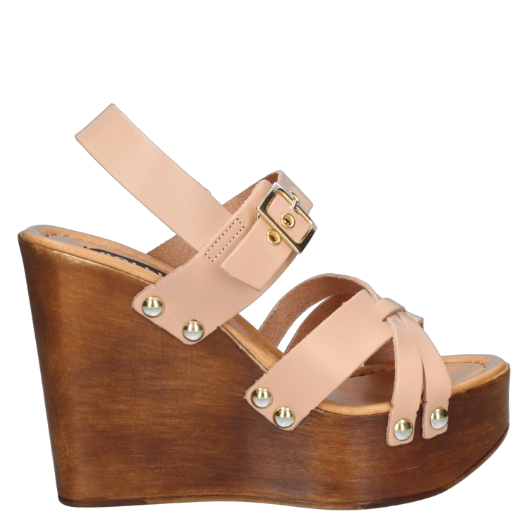 SANDALIAS MUJER POLLINI CUERO NUDE CASUAL G312 - 2