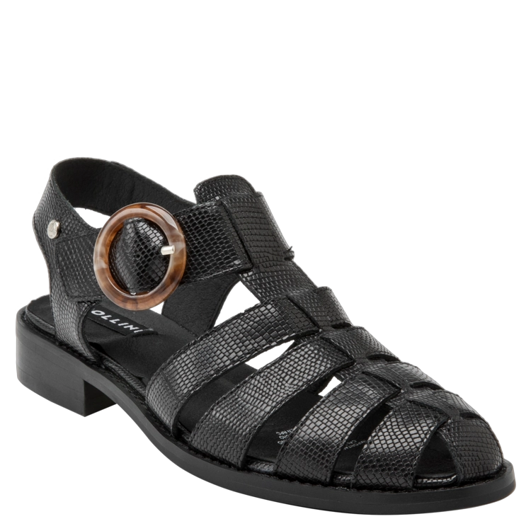 SANDALIAS MUJER POLLINI CUERO NEGRO CASUAL I211 - 1