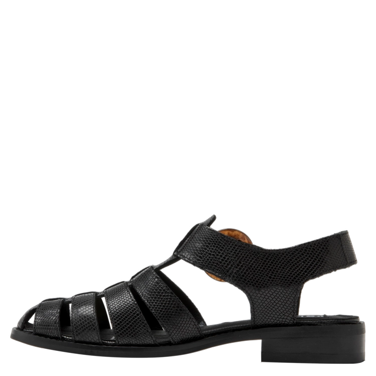 SANDALIAS MUJER POLLINI CUERO NEGRO CASUAL I211 - 4