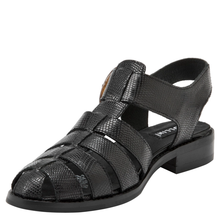 SANDALIAS MUJER POLLINI CUERO NEGRO CASUAL I211 - 5