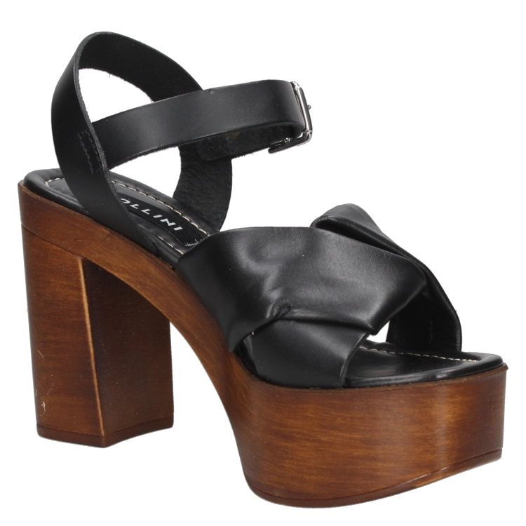 SANDALIAS MUJER POLLINI CUERO NEGRO CASUAL I274 - 1