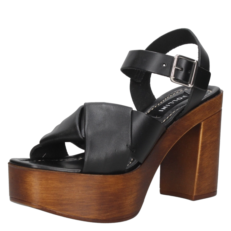 SANDALIAS MUJER POLLINI CUERO NEGRO CASUAL I274 - 5