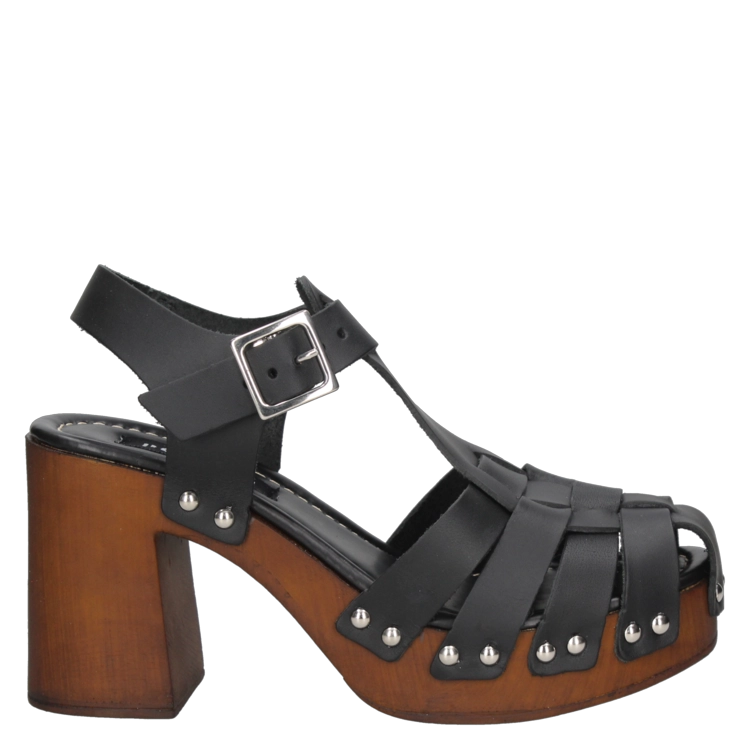 SANDALIAS MUJER POLLINI CUERO NEGRO CASUAL I263 - 2