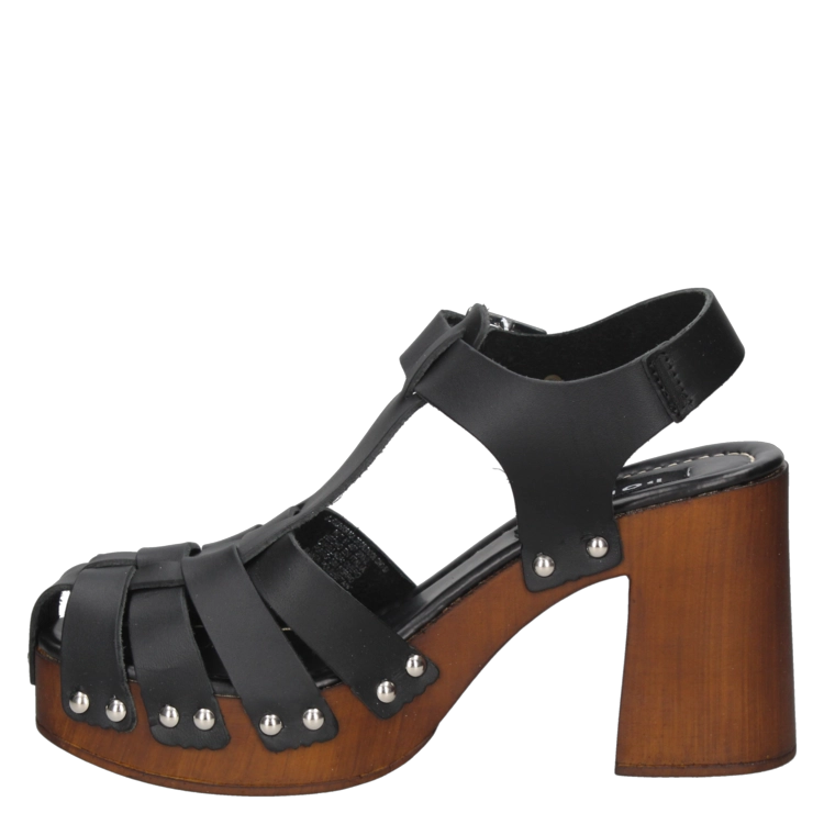 SANDALIAS MUJER POLLINI CUERO NEGRO CASUAL I263 - 4