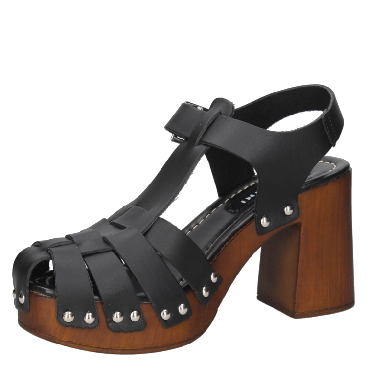 SANDALIAS MUJER POLLINI CUERO NEGRO CASUAL I263 - 5