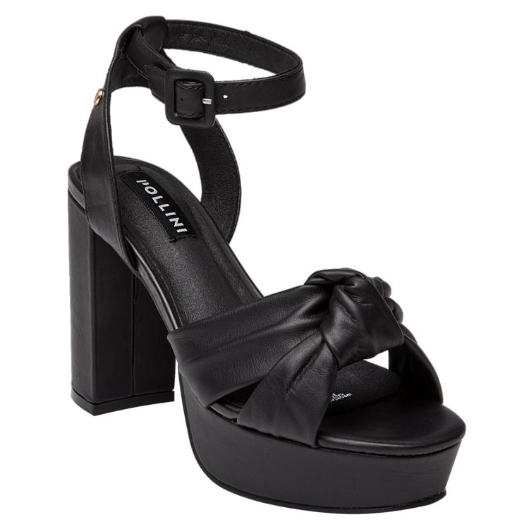 SANDALIAS MUJER POLLINI CUERO NEGRO CASUAL I167 - 1