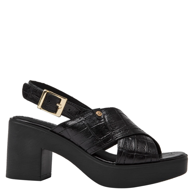 SANDALIAS MUJER POLLINI CUERO NEGRO CASUAL I170 - 1