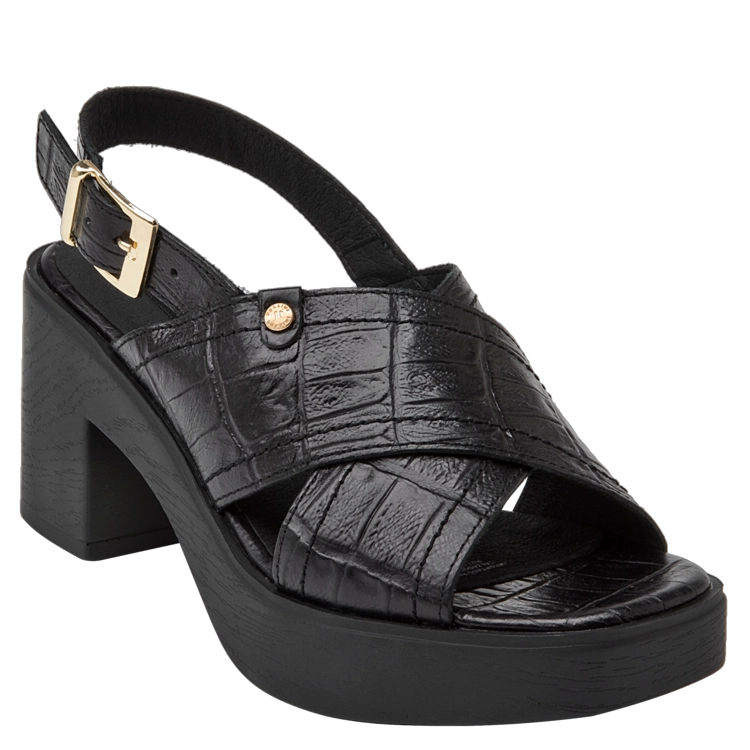 SANDALIAS MUJER POLLINI CUERO NEGRO CASUAL I170 - 2