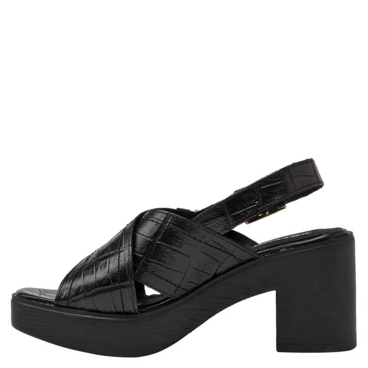 SANDALIAS MUJER POLLINI CUERO NEGRO CASUAL I170 - 4
