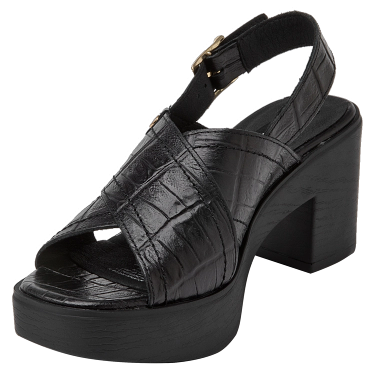 SANDALIAS MUJER POLLINI CUERO NEGRO CASUAL I170 - 5