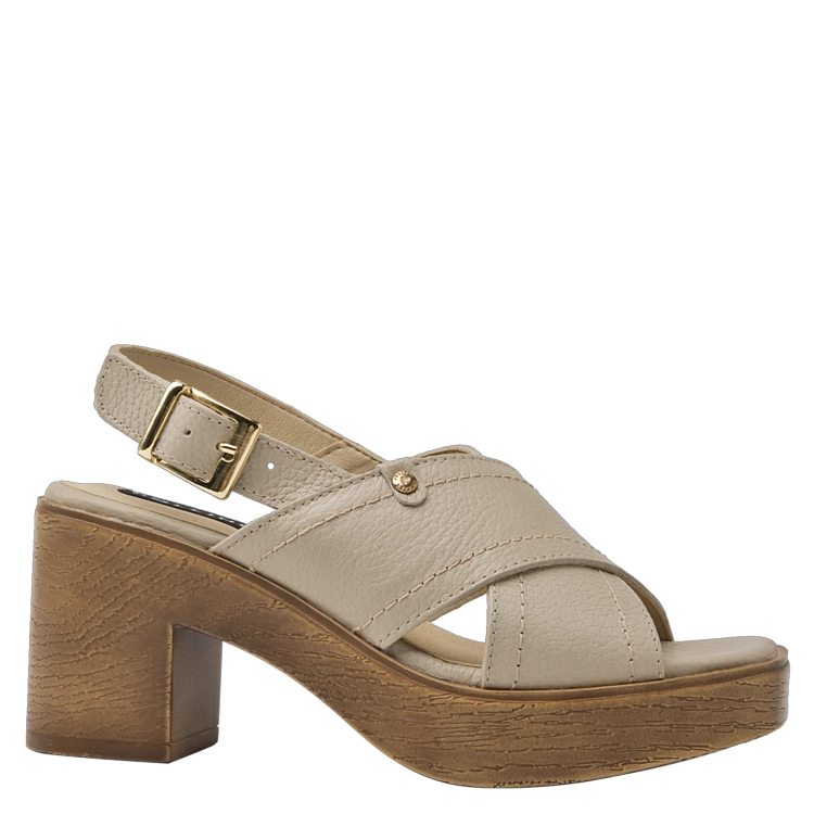 SANDALIAS MUJER POLLINI CUERO BEIGE CASUAL I170 - 1