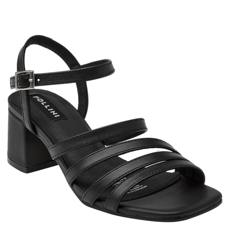 SANDALIAS MUJER POLLINI CUERO NEGRO CASUAL I157 - 1