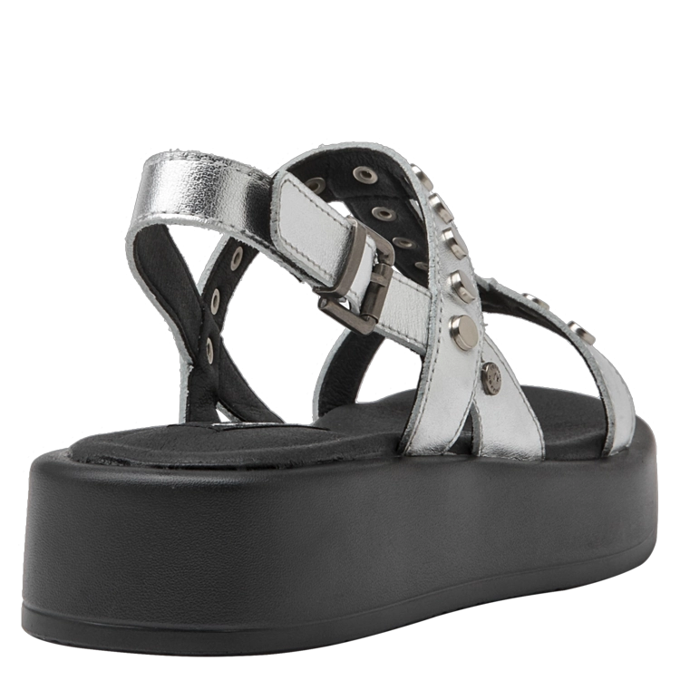 SANDALIAS MUJER POLLINI CUERO CASUAL I178 PLATEADO - 3