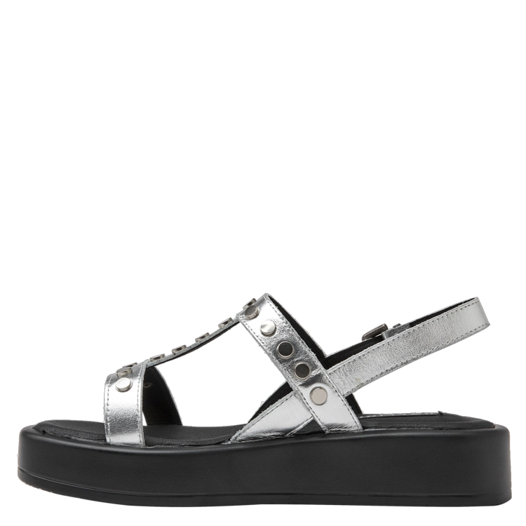 SANDALIAS MUJER POLLINI CUERO CASUAL I178 PLATEADO - 4