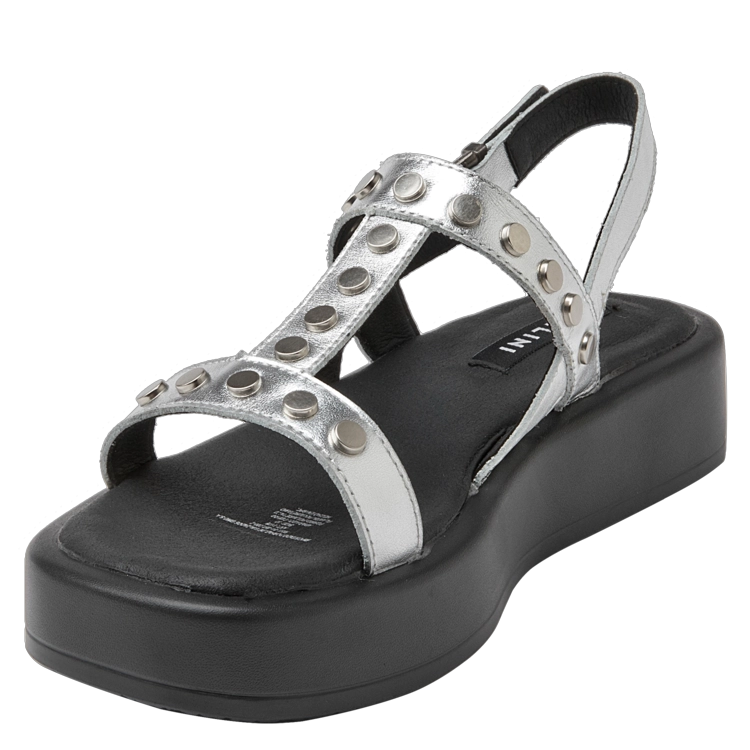 SANDALIAS MUJER POLLINI CUERO CASUAL I178 PLATEADO - 5