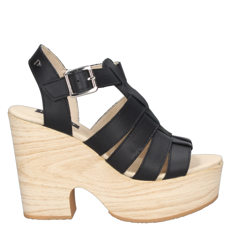 SANDALIAS MUJER POLLINI CUERO NEGRO CASUAL I196 - 1