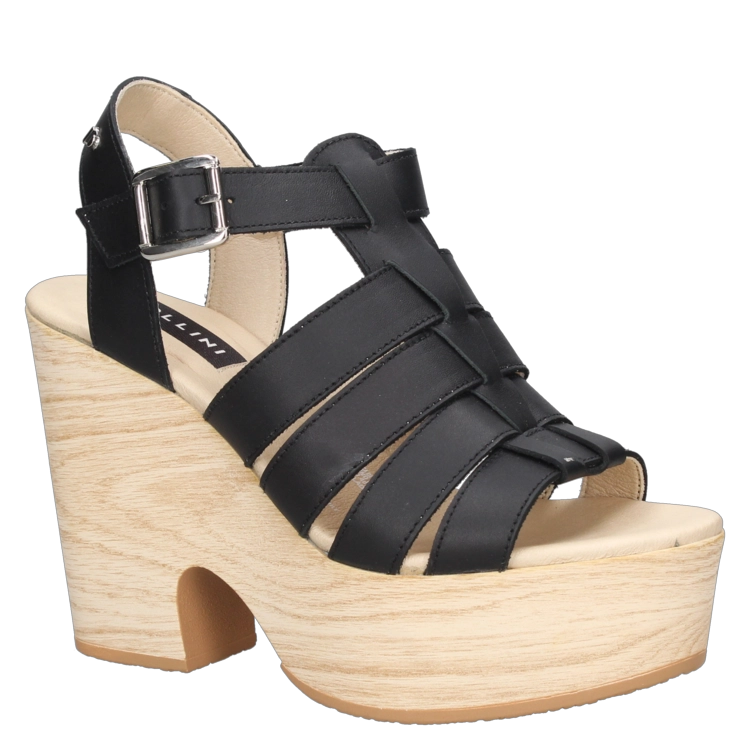 SANDALIAS MUJER POLLINI CUERO NEGRO CASUAL I196 - 2