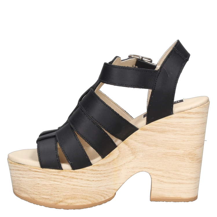 SANDALIAS MUJER POLLINI CUERO NEGRO CASUAL I196 - 4