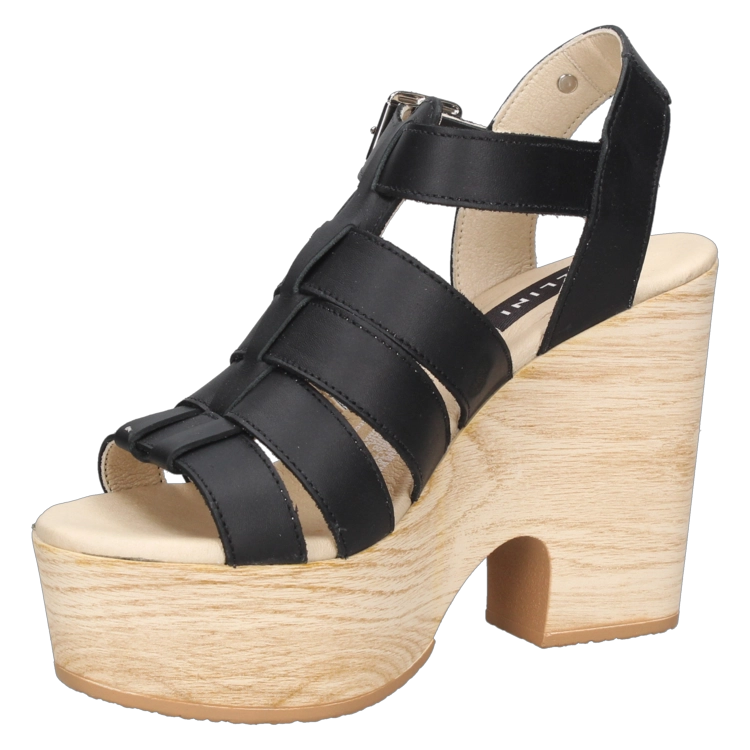 SANDALIAS MUJER POLLINI CUERO NEGRO CASUAL I196 - 5