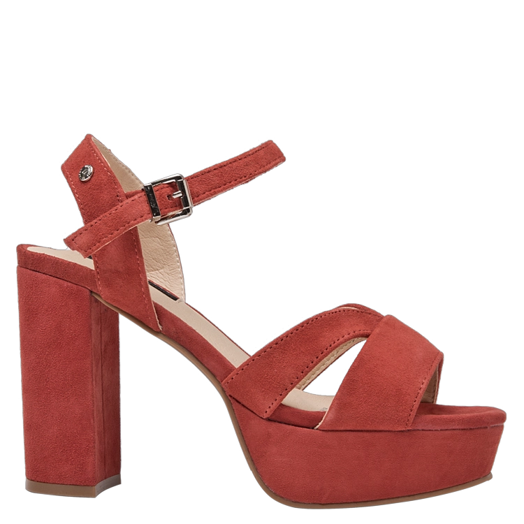 SANDALIAS MUJER POLLINI CUERO CASUAL - I168 ROJO - 2