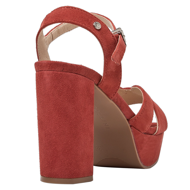 SANDALIAS MUJER POLLINI CUERO CASUAL - I168 ROJO - 8