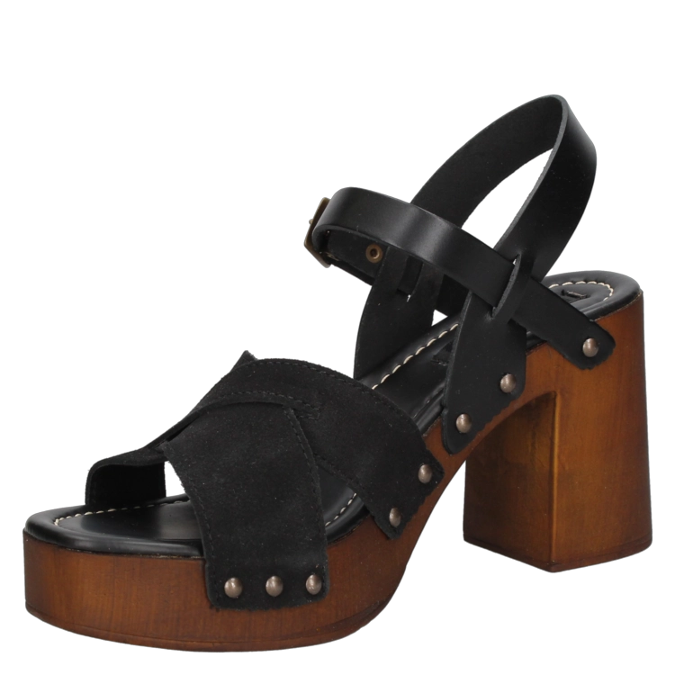 SANDALIAS MUJER POLLINI CUERO CASUAL - I264 NEGRO - 5