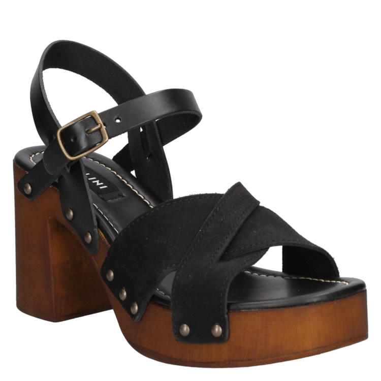 SANDALIAS MUJER POLLINI CUERO CASUAL - I264 NEGRO - 6