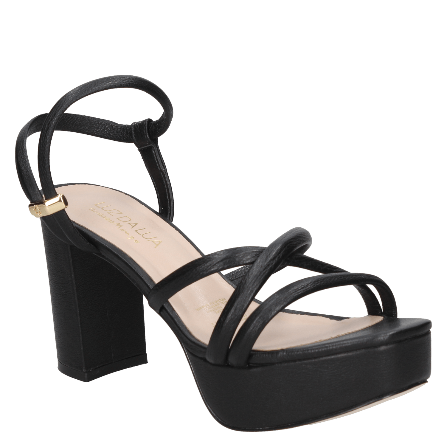 SANDALIAS MUJER LUZ DA LUA CUERO CASUAL - I595 NEGRO - 1