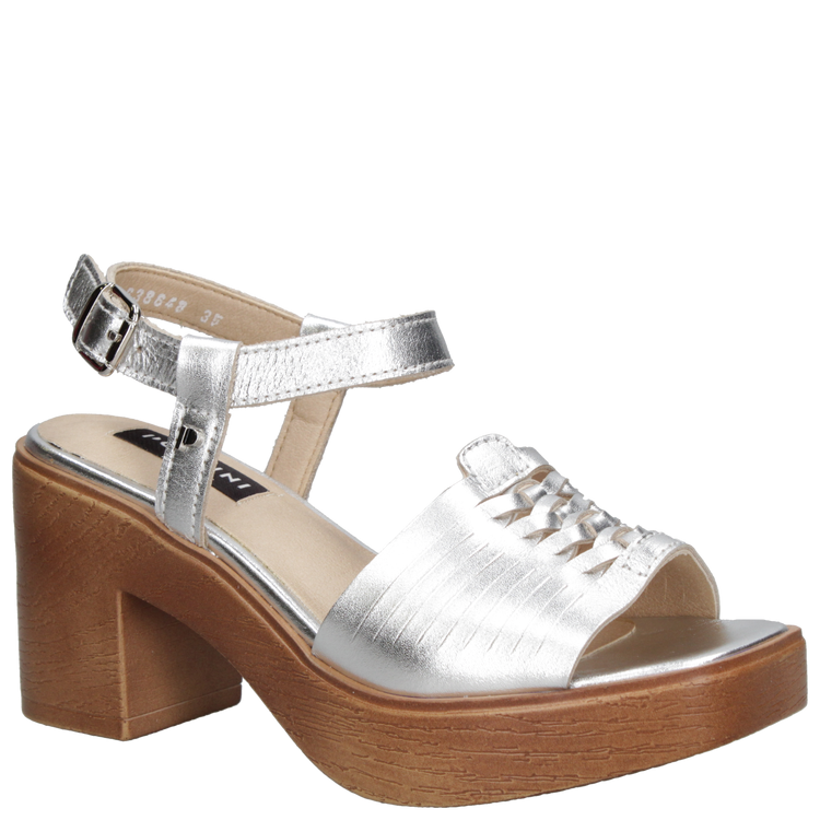SANDALIAS MUJER POLLINI CUERO PLATEADO CASUAL K212 - 1