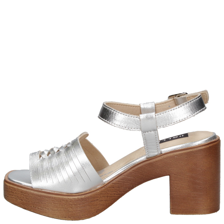 SANDALIAS MUJER POLLINI CUERO PLATEADO CASUAL K212 - 4