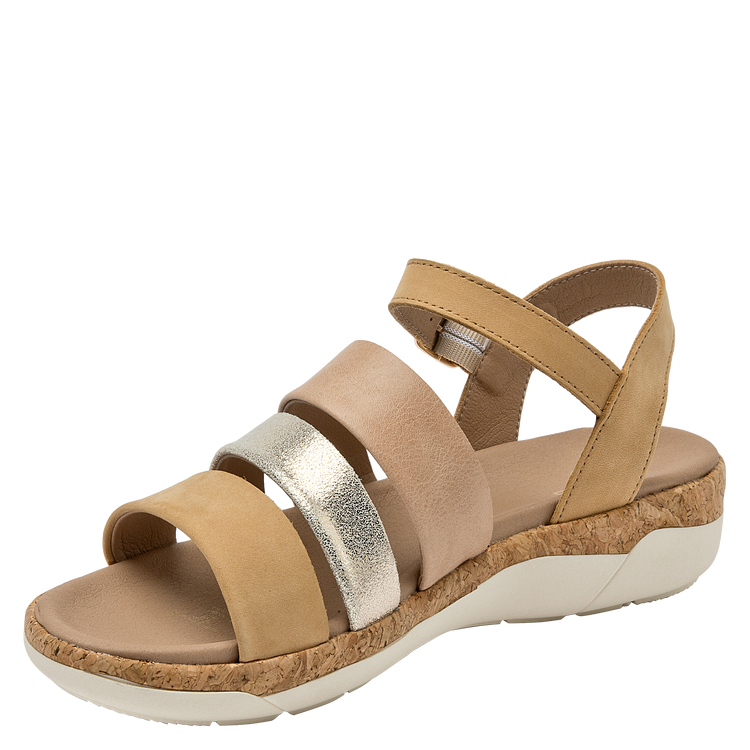 SANDALIAS MUJER 16 HRS CUERO MARRÓN CLARO CASUAL K132 - 5