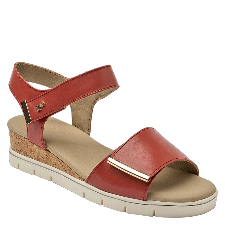 SANDALIAS MUJER 16 HRS CUERO ROJO CASUAL K136 - 1