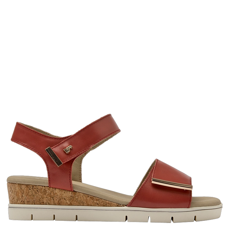 SANDALIAS MUJER 16 HRS CUERO ROJO CASUAL K136 - 2