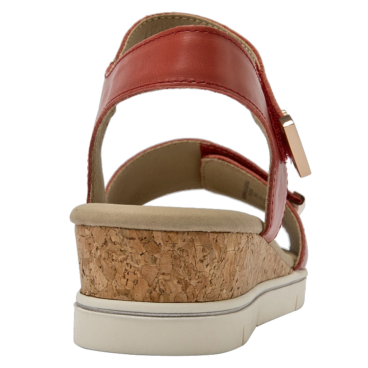 SANDALIAS MUJER 16 HRS CUERO ROJO CASUAL K136 - 3