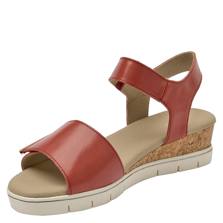 SANDALIAS MUJER 16 HRS CUERO ROJO CASUAL K136 - 5