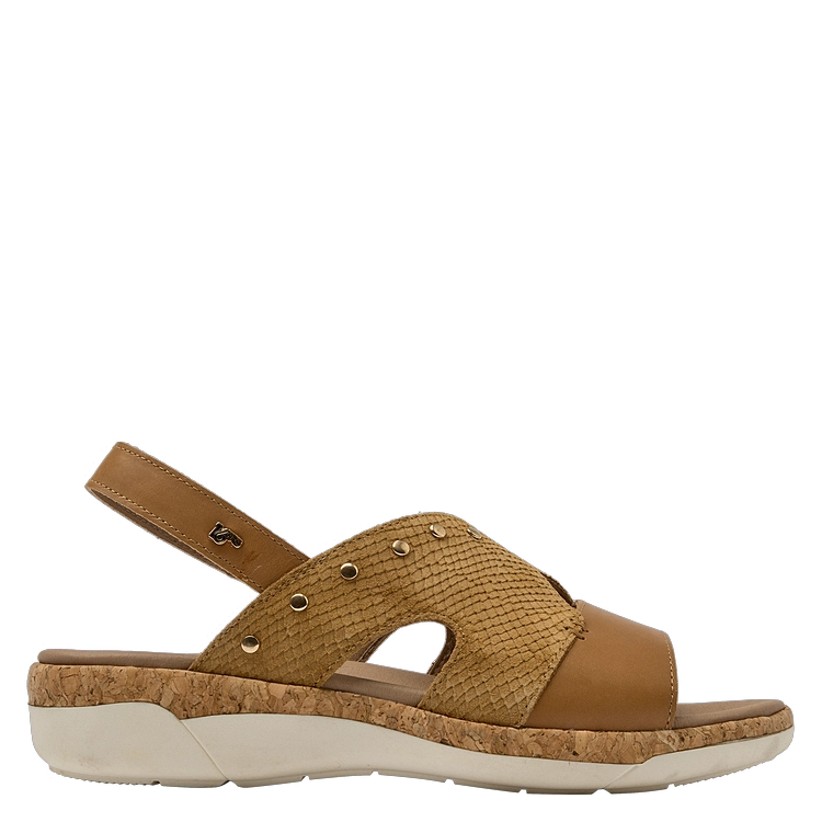 SANDALIAS MUJER 16 HRS CUERO MARRÓN CLARO CASUAL K130 - 1