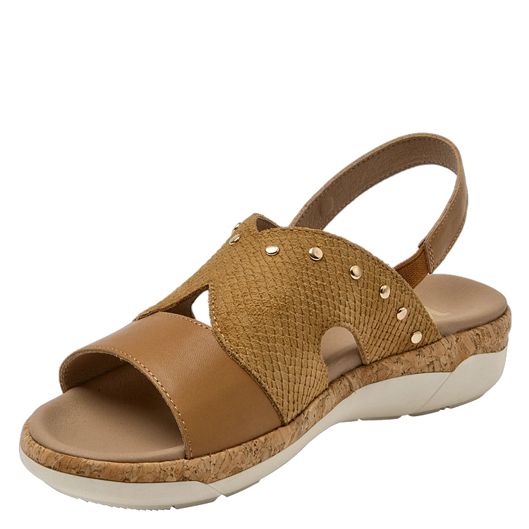 SANDALIAS MUJER 16 HRS CUERO MARRÓN CLARO CASUAL K130 - 5