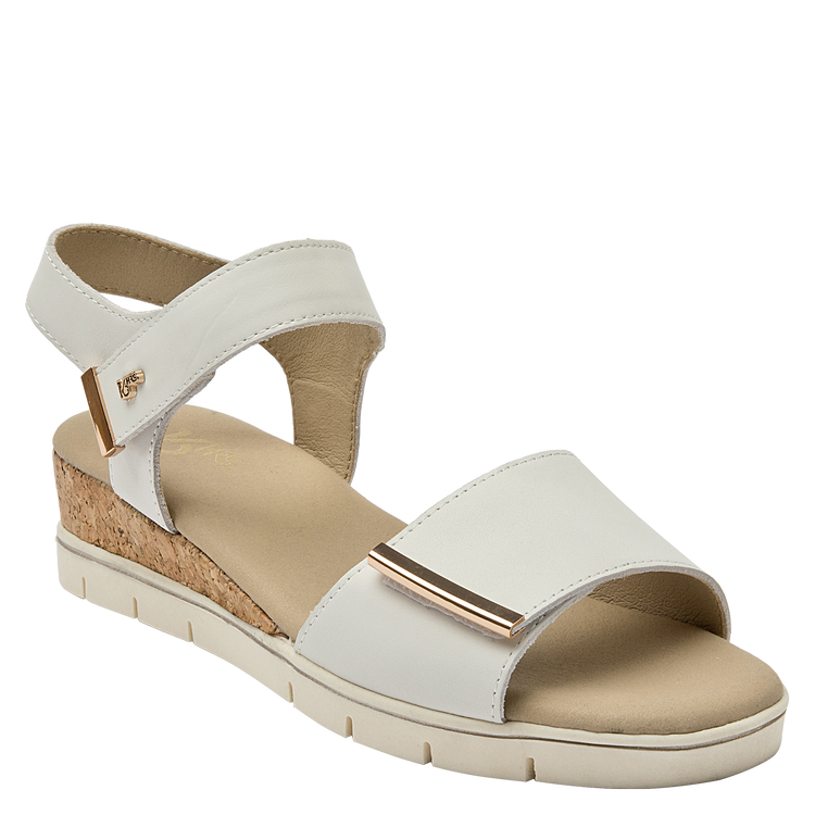 SANDALIAS MUJER 16 HRS CUERO BLANCO CASUAL K136 - 1