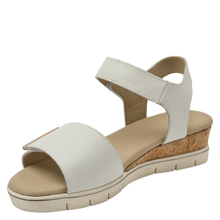 SANDALIAS MUJER 16 HRS CUERO BLANCO CASUAL K136 - 5