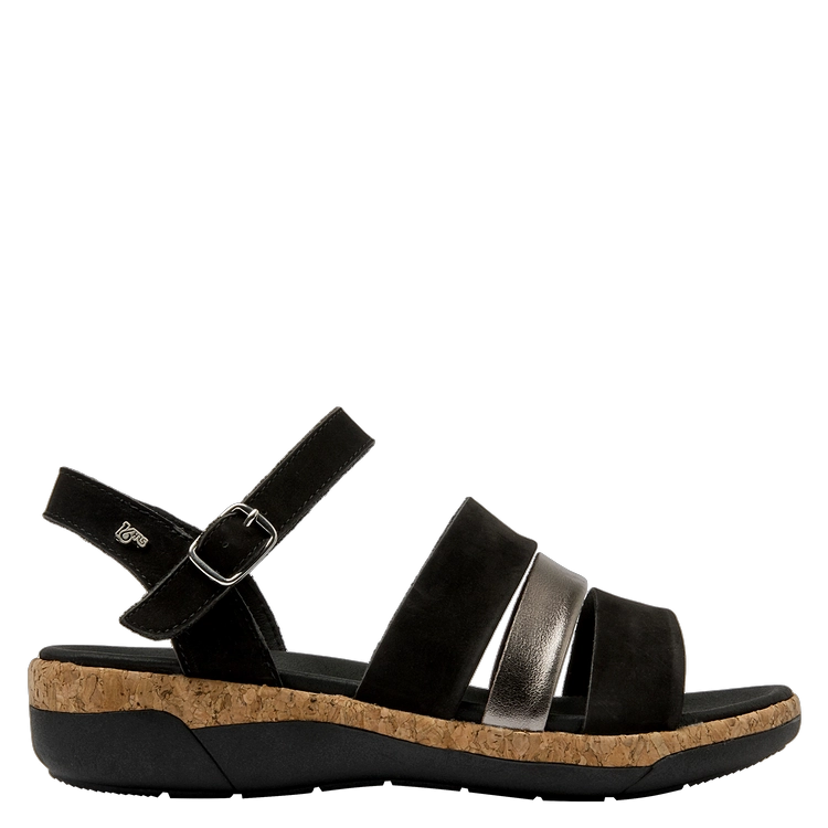 SANDALIAS MUJER 16 HRS CUERO NEGRO CASUAL K132 - 1