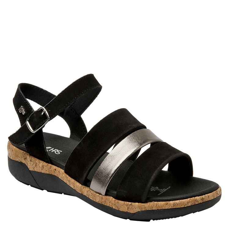 SANDALIAS MUJER 16 HRS CUERO NEGRO CASUAL K132 - 1