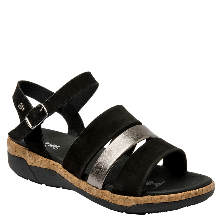 SANDALIAS MUJER 16 HRS CUERO NEGRO CASUAL K132 - 1