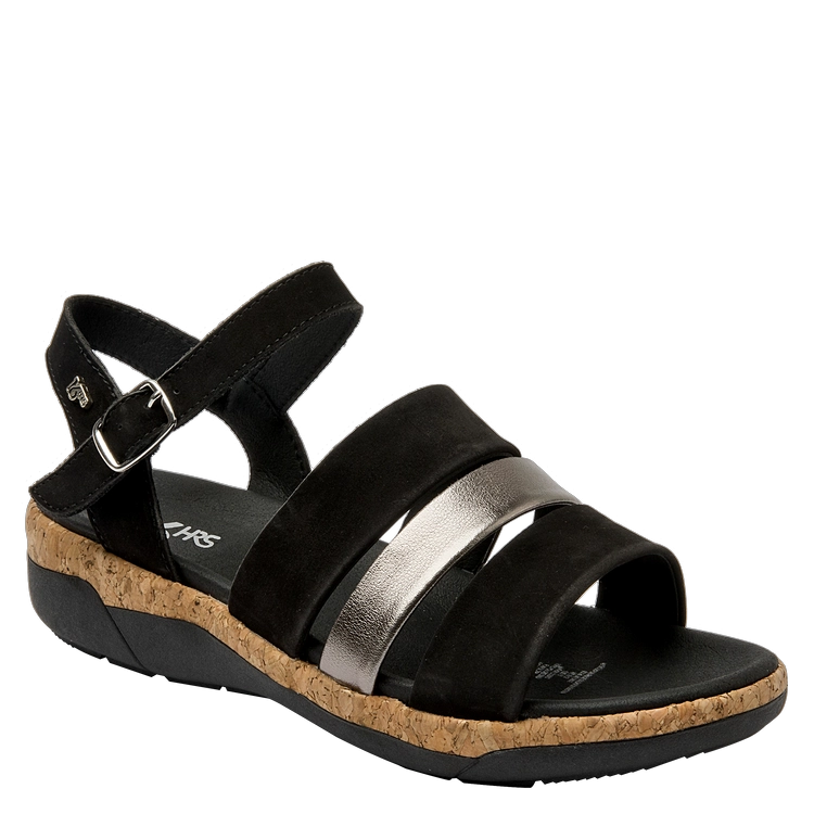 SANDALIAS MUJER 16 HRS CUERO NEGRO CASUAL K132 - 2